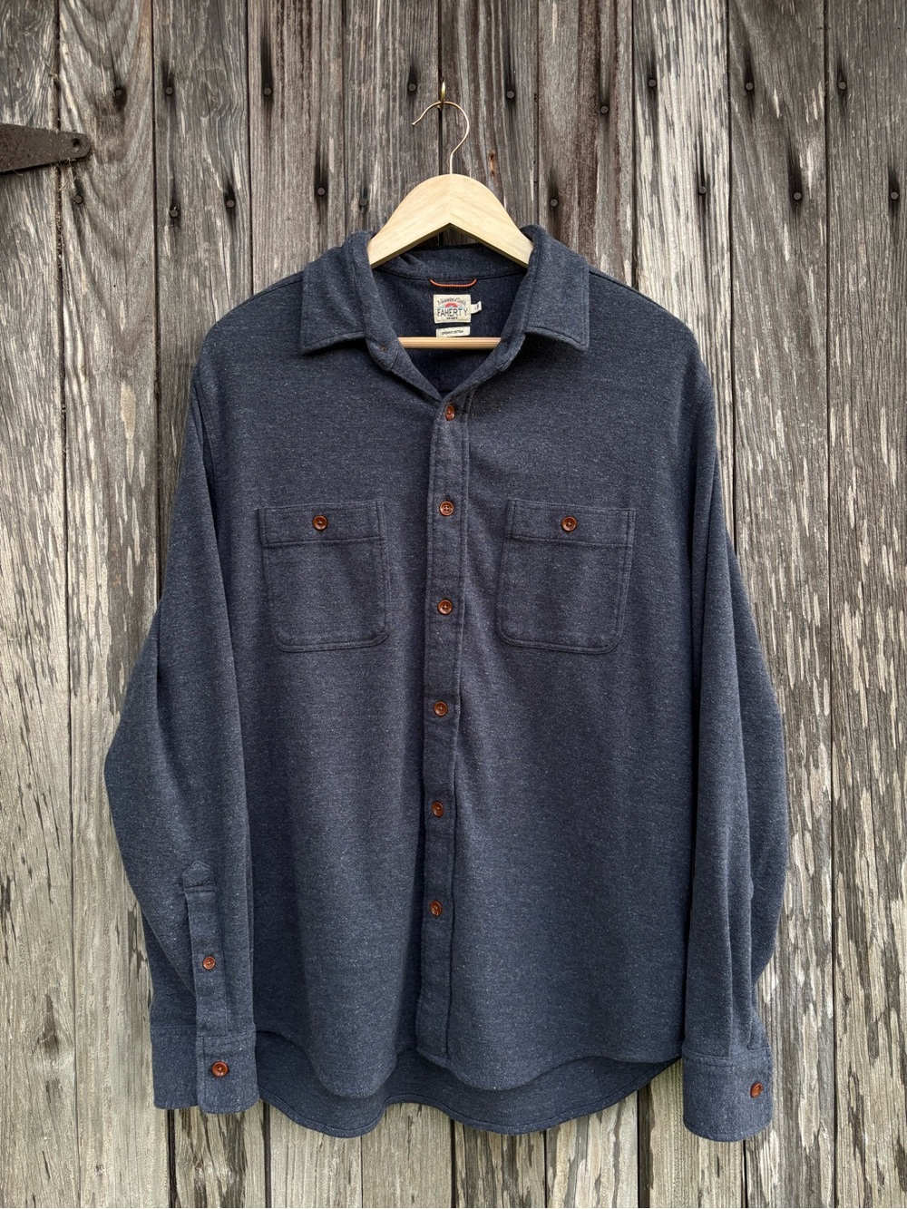 Faherty Knit Alpine Shirt dark blue size large